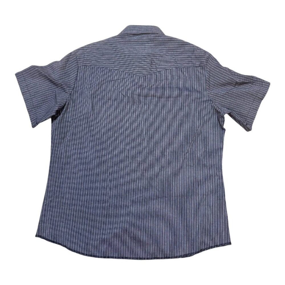 Wrangler Western Striped Short Sleeve Shirt Pinstripe Pearl Snap Cowboy Grunge L - Picture 2 of 4